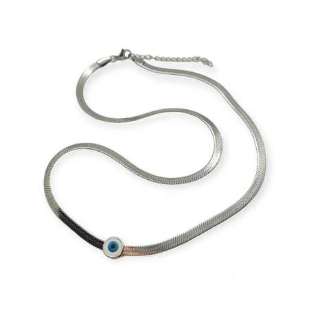 necklace steel silver snakechain with eye1